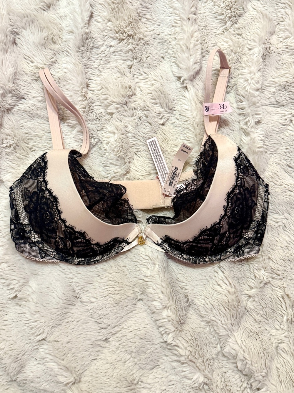 NWT Victoria Secret Very Sexy Envy Low-Cut Push-Up Bra With Lace Marzipan 34D - Picture 5 of 10